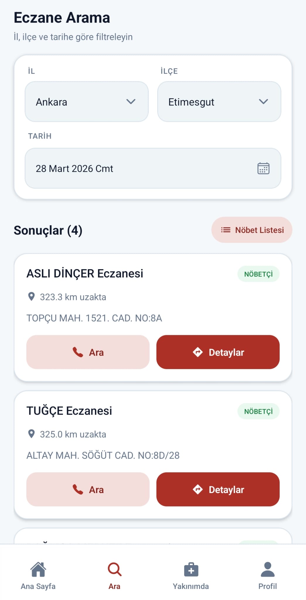 Mobile app screenshot